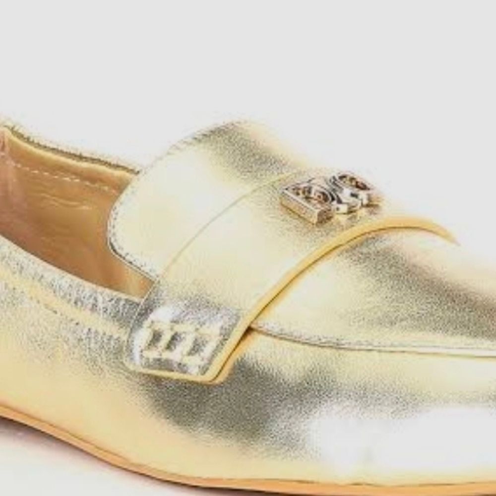 NWT- Women's Deltan Gold Loafers No Box - Picture 2 of 6